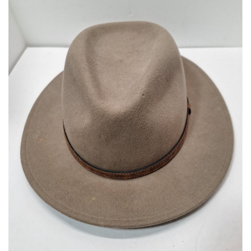 Irvine Park 100% Wool Felt Fedora Hat Large Made In USA With Brown Band